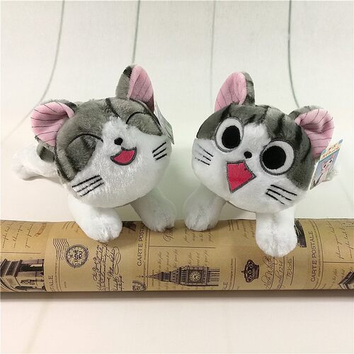 可爱起司猫毛绒玩具小猫公仔现货抓机娃娃趴姿抱枕 儿童女孩