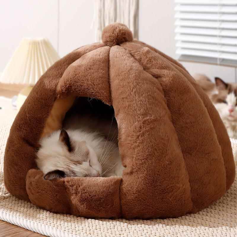 高档猫窝冬季保暖可猫咪封闭式猫屋季通用拆洗厚冬天狗窝加宠物垫