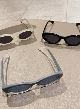 SO&EI Ins Popular Fashion Oval Sunglasses Women Retro Rivets