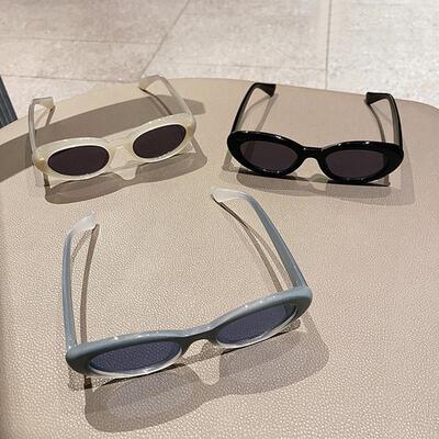 SO&EI Ins Popular Fashion Oval Sunglasses Women Retro Rivets