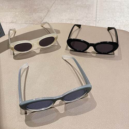 SO&EI Ins Popular Fashion Oval Sunglasses Women Retro Rivets