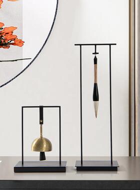 现代新中式毛笔架摆件铃铛家居书房书桌禅意办公室工艺礼品摆饰软