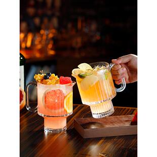 ins网红玻璃杯新款可叠水果茶杯奶茶杯玻璃热饮茶果汁杯餐饮杯