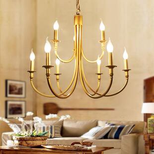 仿铜灯厅5468灯餐厅灯卧客 铁艺灯杂志款 美式 村乡灯l吊蜡烛灯法式