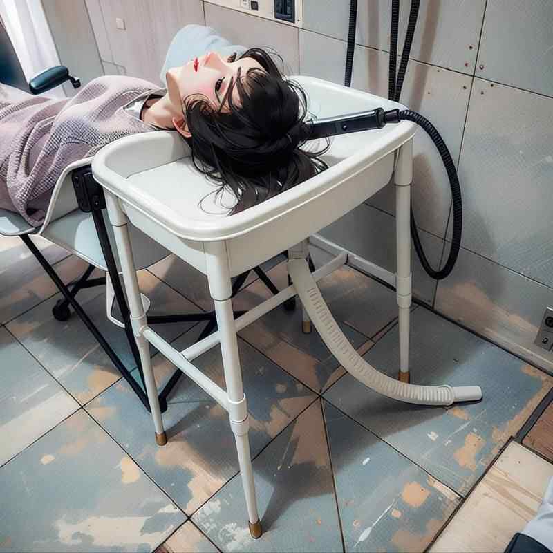 美发店廊调洗头床椅孕产妇移女洗院头盆冲水床见详情可节动简易工
