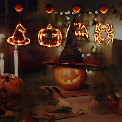 1Pc Halloween Spider Bat Pumpkin Hat Suction Cup Light Happy