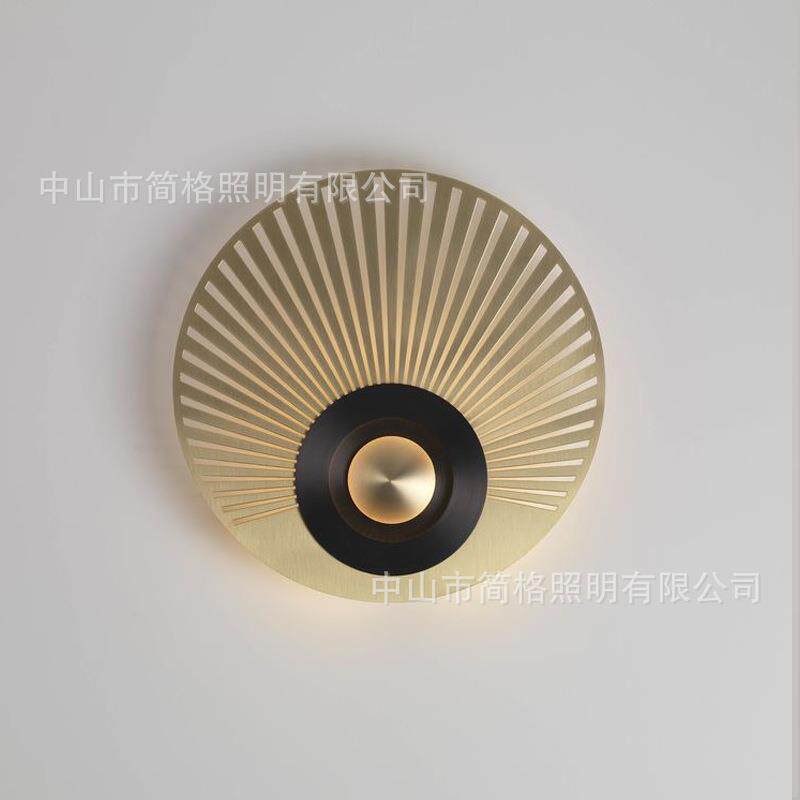 后现代过道圆形个性金色客厅楼梯壁灯 卧室床头设计师样板房壁灯