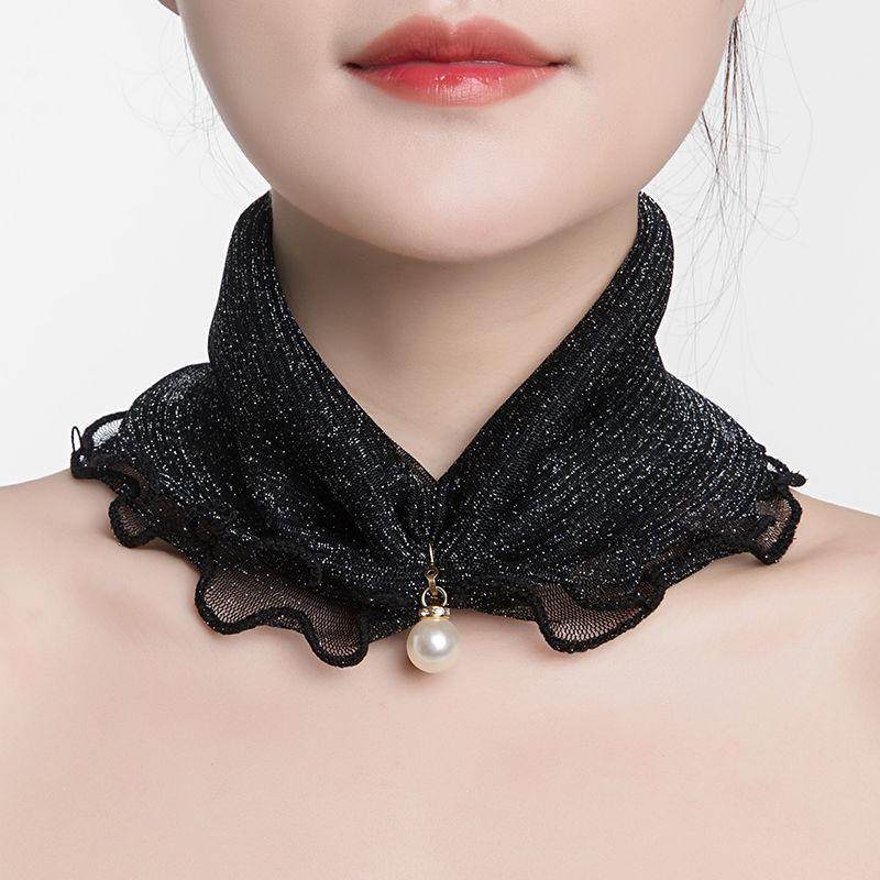 韩版珍珠网纱套头小围脖女脖套护颈丝巾春秋薄款时尚百搭装饰纱巾,服饰配件/皮带/帽子/围巾,防晒面纱/面罩,淘宝优惠券,粉丝福利购,淘宝优惠卷