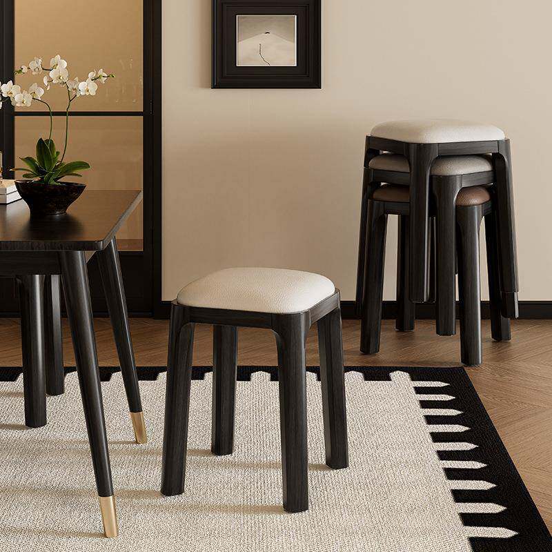 软包餐椅家用凳子实木椅子现代简约餐桌凳久坐舒服可叠放餐凳方凳