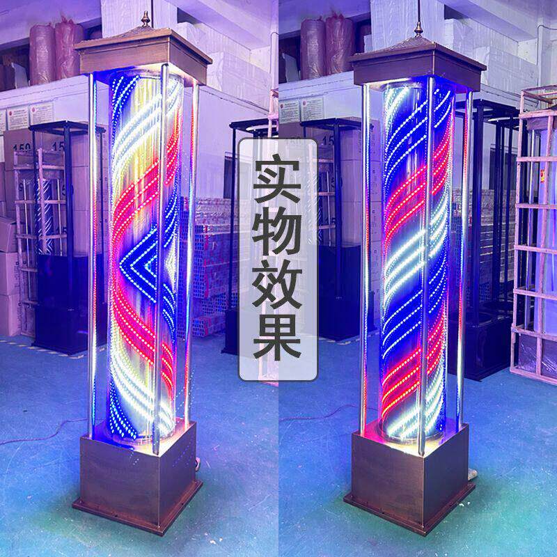 理发店转灯美容美发广告标志旋转坐地无玻璃LED外贴高亮免费定制