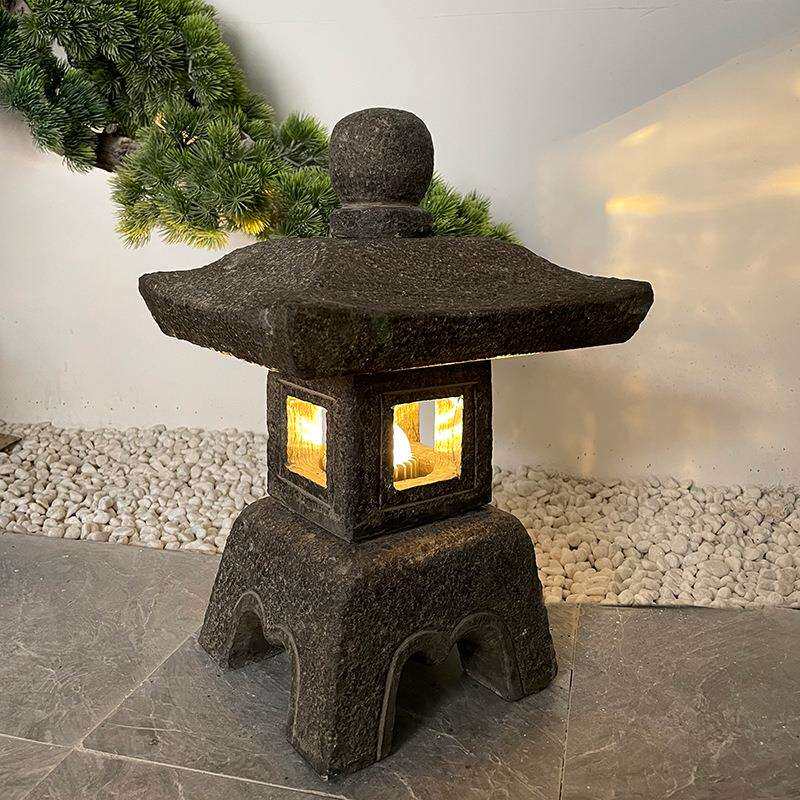 石灯笼日式庭院灯中式石头灯电石灯户外花园林枯山水景观石雕摆件