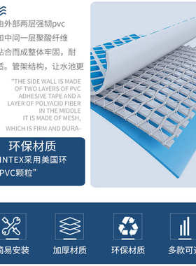 INTEX26712超大儿童游泳池成人管架戏水池366×76家庭支架游泳池