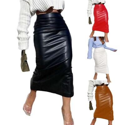 Women Autumn Sexy Skirt Adults Slimfit Solid Color Slit