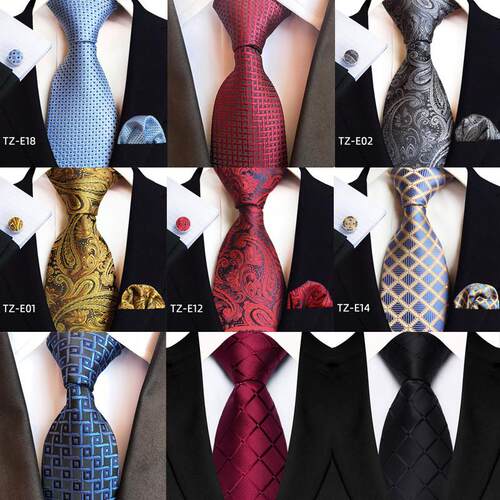 Luxury Blue Plaid Dot Silk Ties For Men Solid Wedding Access