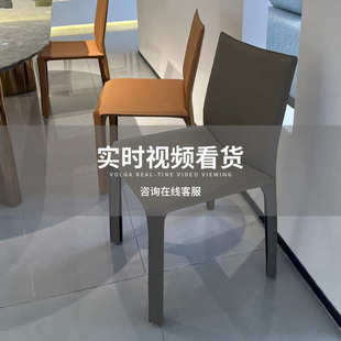 马鞍皮餐椅 厂家批发意式 家用轻奢靠背椅子酒店餐厅网红设计师椅