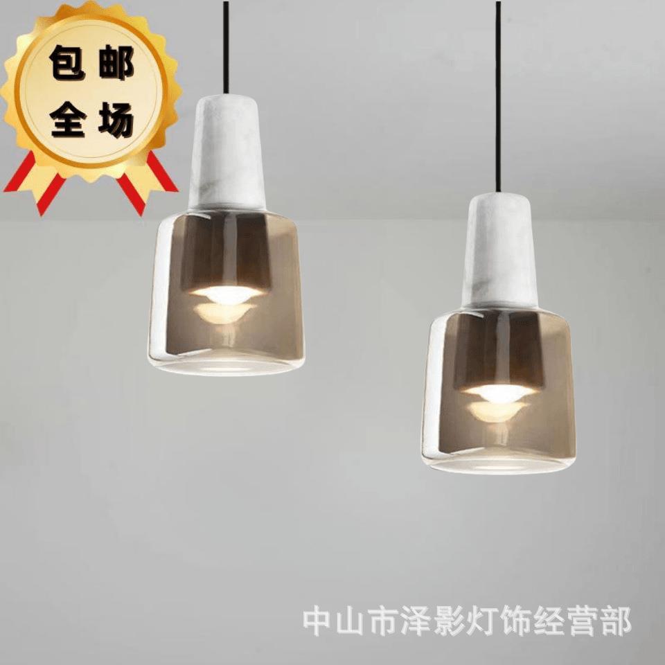 北欧风ins大理石玻璃小吊灯现代简约轻奢餐厅吧台卧室床头背景灯