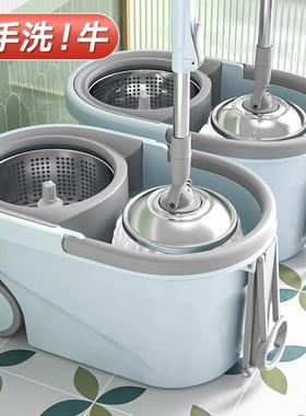 旋干转拖把家一拖净免用手动洗单UZQ桶度吸水布懒人地拖自甩脱水