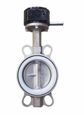 W百普304不锈钢阀体四氟密封对夹蝶阀D371F-16P-DN200