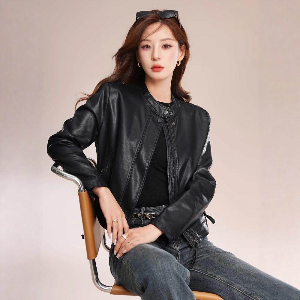 真皮短款皮衣女2026春秋新款时尚气质显瘦绵羊皮机车皮夹克小外套