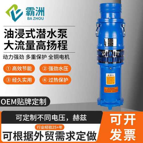 qy充油式油浸泵水泵农用灌溉园林抽水泵大流量高扬程喷泉泵