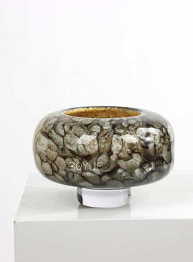 中古风孔雀绿纹琉璃花器样板间售楼处客厅餐桌家居软装饰品摆件