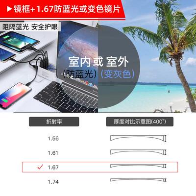 新款近视眼镜光男半框-超轻防可配有度数成品镜框02000度辐射眼睛