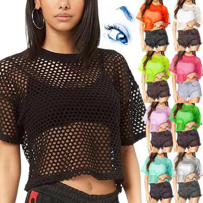 Women's T-shirt, women's sports top, mesh cover