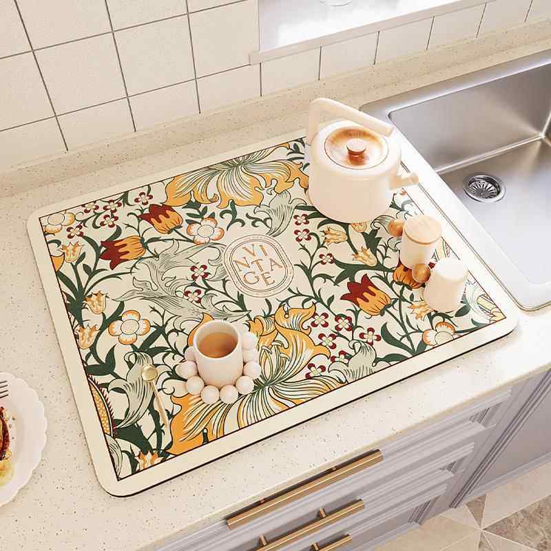 美式复古硅藻泥厨房洗完碗沥水垫洗手台吸水速干防滑餐桌碗筷垫布,居家布艺,餐垫,淘宝优惠券,粉丝福利购,淘宝优惠卷