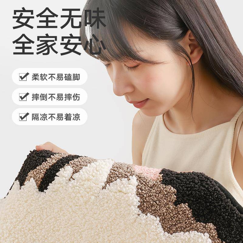 家居植绒大地猫提花植绒地毯卧室隔凉生暖垫防滑猫柔触顺感地垫儿