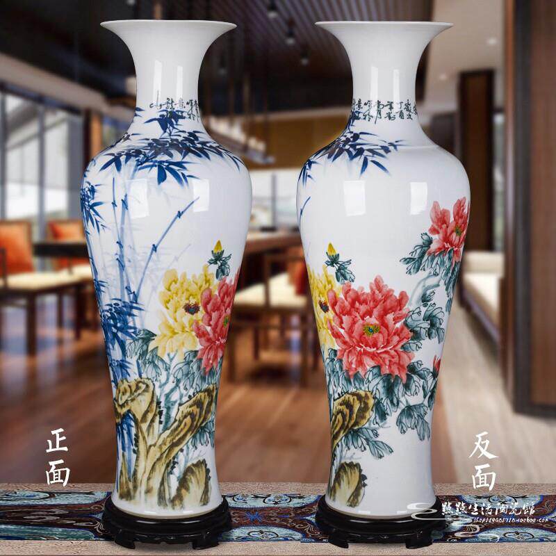 景德镇陶瓷器大花瓶大师手绘富贵平安客厅家居落地新房摆件电视柜
