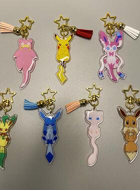 Pokemon Keychain Cute Tassel Decoration Pikachu Anime Acryli