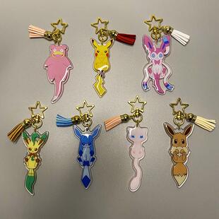 Tassel Cute Keychain Acryli Pikachu Anime Decoration Pokemon