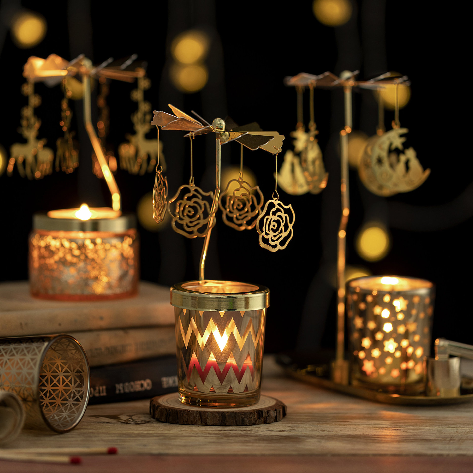 创意手工香薰蜡烛套装高级感家用浮雕旋转香氛蜡烛灯生日礼物