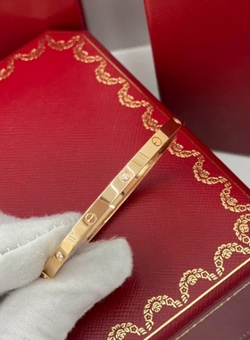 公价5.4万】99新卡地亚经典款玫瑰金六钻手镯正品二手B6047617