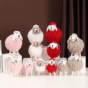 创意毛绒羊可爱羊毛绒绵羊公仔圣诞节外贸玩偶客厅电视柜摆件礼品