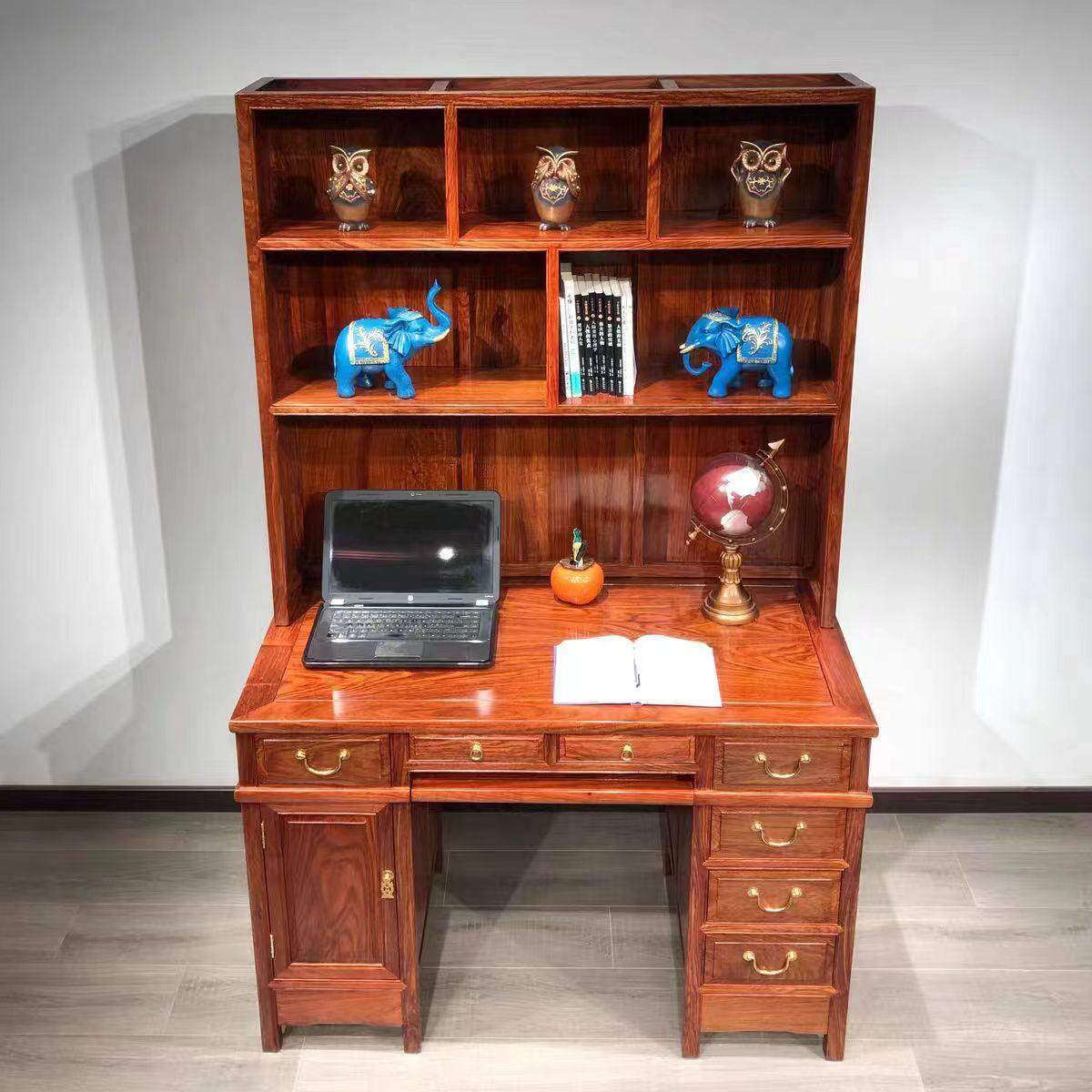 刺猬紫檀国标花梨画 画台原木实木办公室红木小书桌118豪华电脑桌