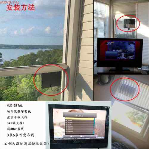 六楼起城市dtmb窗户窗口阳台地面数字天线星空平板天线6米台港澳