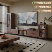 中古风电视柜客厅边柜2025新款 覆古组合收纳储物柜子 家用落地法式