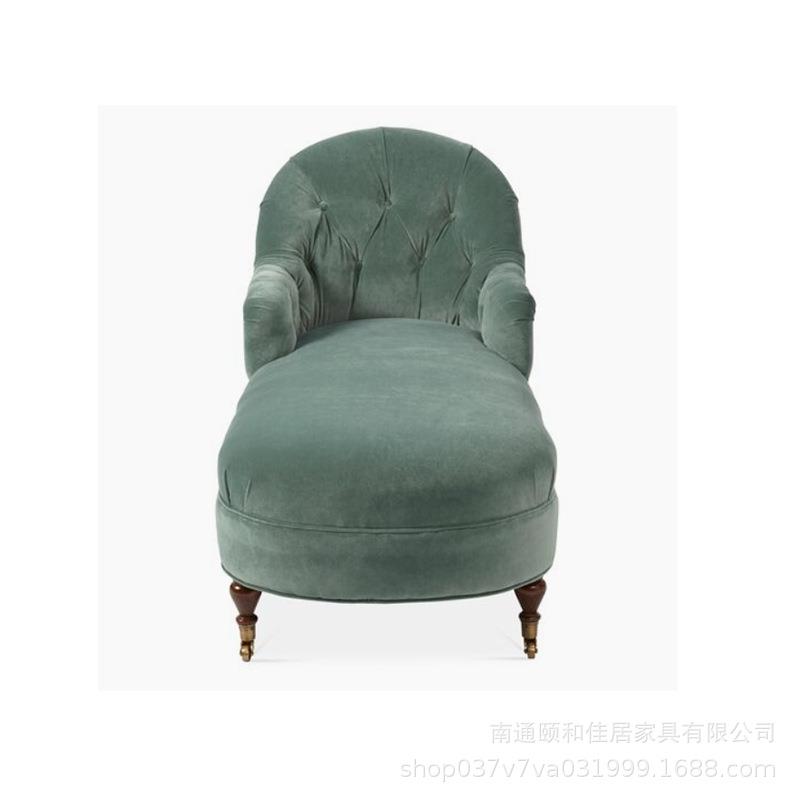 法式复古丝绒布艺贵妃榻现代简约卧室阳台小躺椅小户型拉扣美人榻