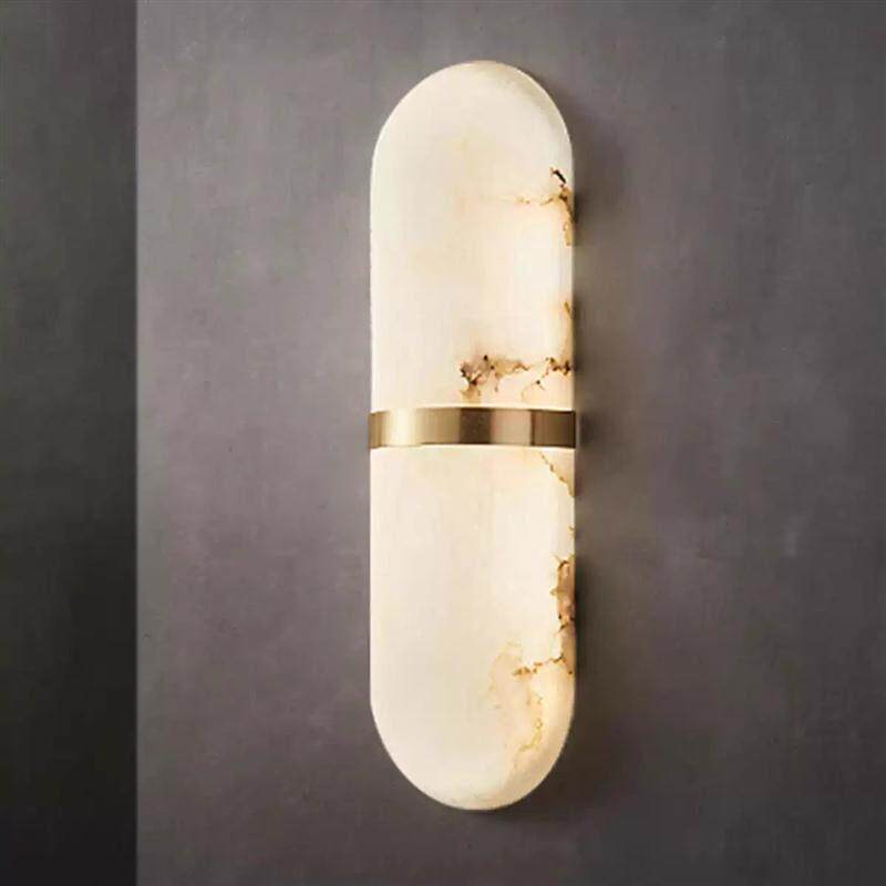 西班牙天然云石壁灯全铜现代简约客厅背景墙卧室床头灯走廊走道灯