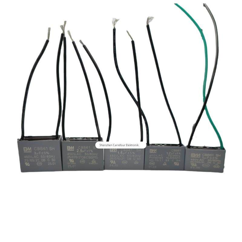 CBB61带线BM450V启动电容10/8/6/5/4/3/2.5/1.5UF吊扇油烟机环保