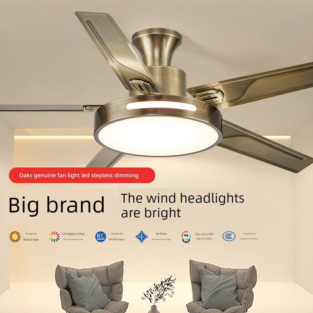 橡木扇灯新覆古家用吊扇灯欧式餐厅客厅青铜商用电扇吊灯