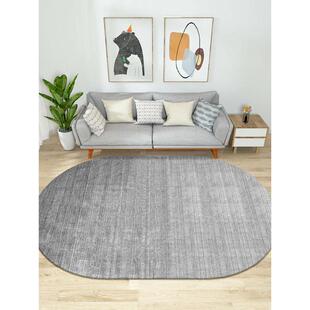 地毯客厅2023新款椭圆形纯色轻奢茶几毯卧室高级感床边毯家用地垫