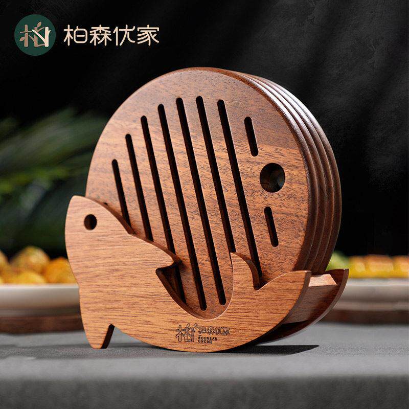 南美黑金檀实木隔热垫家用防烫大号加厚木质平底锅碗碟垫餐桌垫
