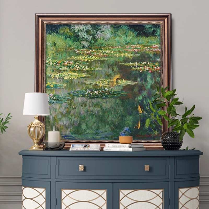 莫奈睡莲装饰画挂画油画世界名画古典英美欧式走廊橱柜卧室书房画图片