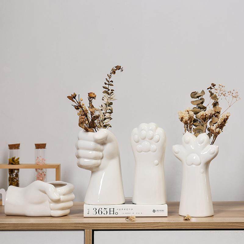 客厅柜子摆件高级感现代简约陶瓷手形花瓶家居干花花艺客厅房间家,家居饰品,花瓶,淘宝优惠券,粉丝福利购,淘宝优惠卷