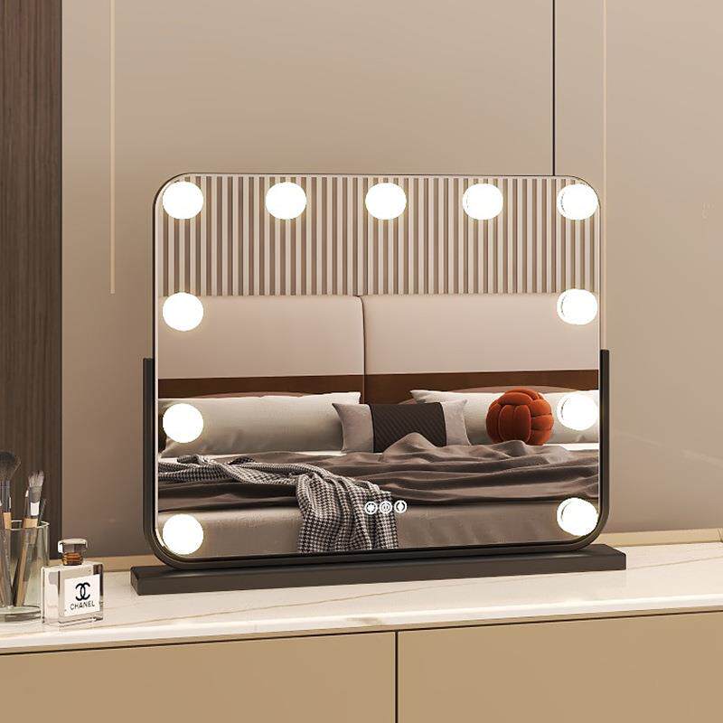 化妆镜带灯LED高清台式桌面梳妆镜大号智能触控补光镜梳妆台镜子