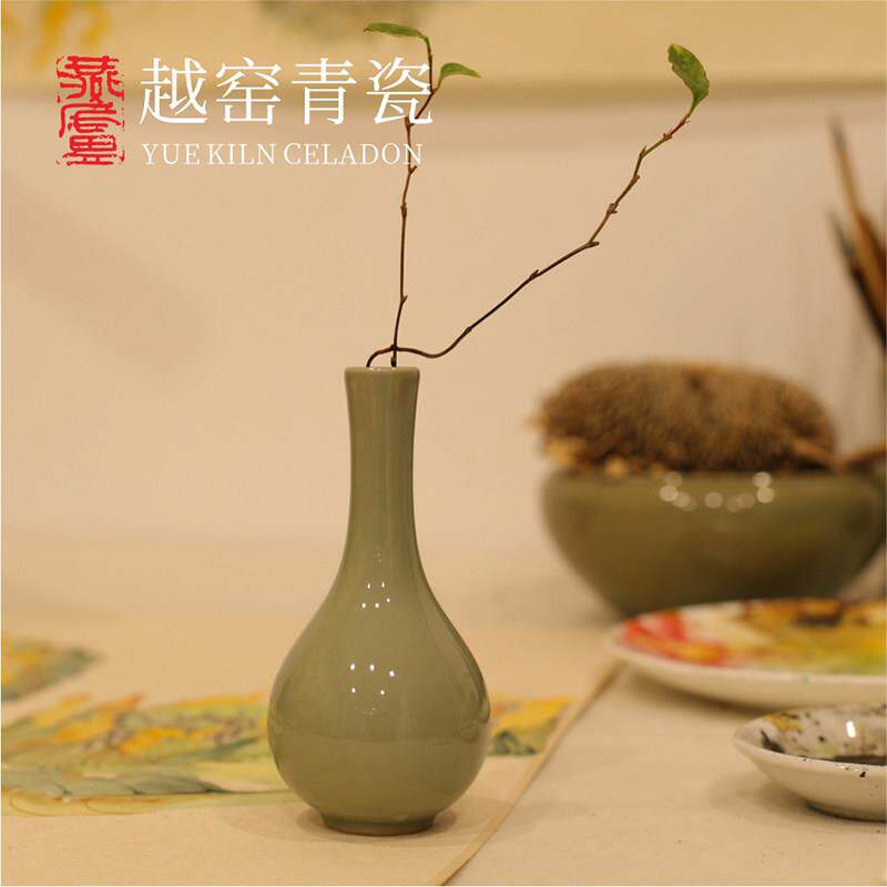 燕庐龙腾越窑青瓷秘色瓷小净瓶器花国潮复古风纯色中式陶瓷复古风