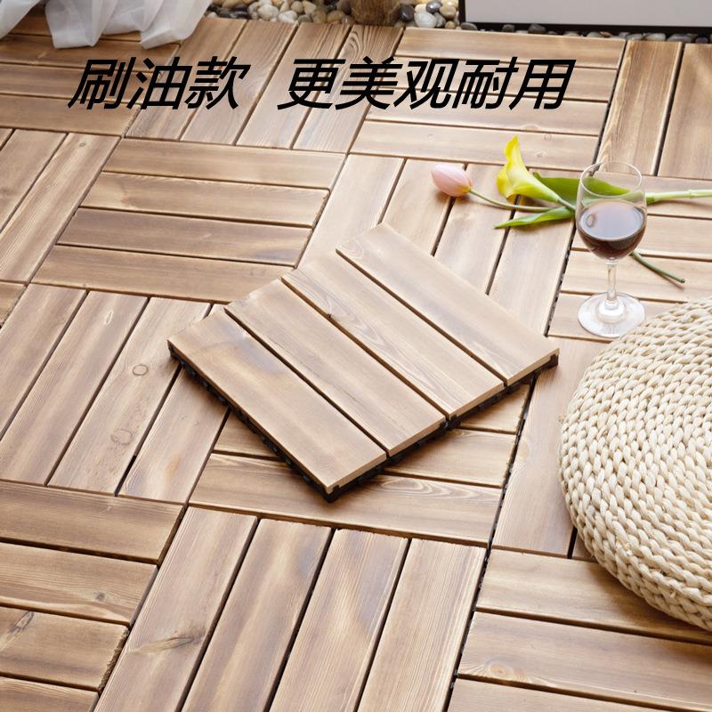 阳台拼接地板30*30刷木蜡油防腐自铺木地板防水耐用耐磨性