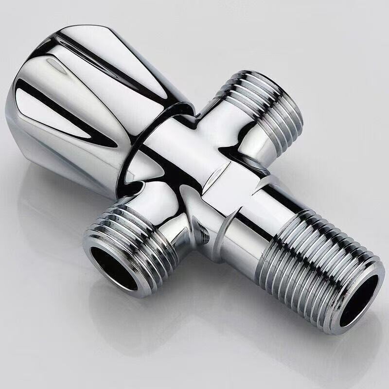 全铜角阀一进二出三通分水器带开关4分马桶进水阀门双出水止水阀